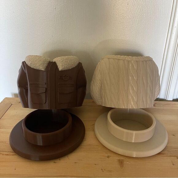 Cozy Duo: Cable Sweater & Aviator Jacket Planter Set - Perfect Grandma & Grandpa - Picture 9 of 14